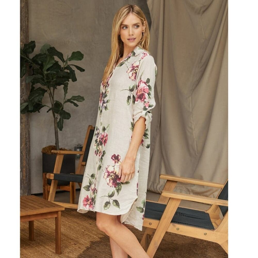 Milio Milano Floral Linen Dress M